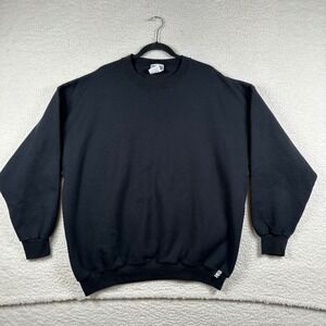 Vintage 90s Discus Athletic Blank Black Crewneck Sweatshirt Mens 2XL Plain Basic